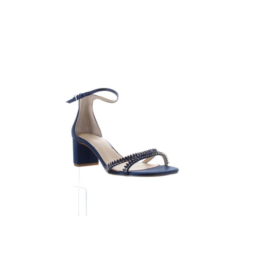 Badgley Mischka Womens Joanne Navy Ankle Strap Heels Size 7.5 Medium (B, M)